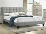 Contemporary 1pc Eastern King Size Bed Grey Polyfiber Tufted Headboard Platform Bedframe Bedroom B011P243665