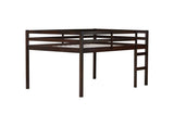 Full Rubber Wood Loft Bed with Ladder,Espresso W504P228818