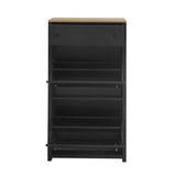 Functional Entryway Organizer with 2 Flip Drawers, Wood Grain Pattern Top Shoe Cabinet with Drawer, 98388469