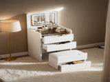 (60CM) 3 in 1 Vanity Desk with Plip Top Mirror, Small Make Up Vanity Set with Visible Glass Desktop, W2641P192314