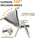 Patio Folding Chairs Set of 2, Aluminium Frame Outdoor Reclining Patio Chairs for Garden Camping W1859P210876