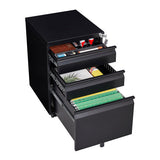 3-Drawer Mobile File Cabinet with Lock, 5 Wheels ,Cold Rolled Steel Fully T3625P495548