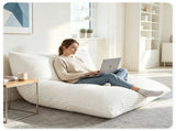Beige Convertible Corduroy Bean Bag Sofa for Adults, 76.5x55 Inch Sponge Filling Foldable 22675140