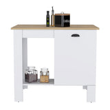 Atenea Kitchen Island, Single Door Cabinet, Shelf White / Macadamia B200P239597