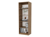 Natural Oak and White 5-Shelf Bookcase with Open Storage B062P355526