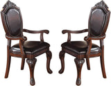 Gorgeous Formal Set of 2 Arm Chairs Brown Color Rubberwood Dining Room Furniture Faux Leather B01180915
