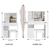 29.2" Small Space Left Drawer Desktop Vanity Table Cushioned Stool, Extra Large Right sliding W3258P299609