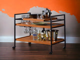 Oaken Honey Oak & Black Finish Serving Cart B2726P286816