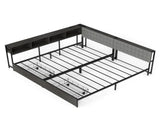 Upholstered Twin Bed Frame for 2 Kids with Storage Bookcase Divider,Charging Station ,Drawers and T6689P602011