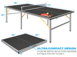 6ft Black Mid-Size Table Tennis Table Foldable & Portable Ping Pong Table Set for Indoor & Outdoor 19340841