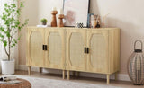 ZNTS Kitchen storage cabinets with rattan decorative doors, buffets, wine cabinets, dining rooms, W1162127385