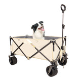 ZNTS Folding Wagon, Heavy Duty Utility Beach Wagon Cart for Sand with Big Wheels, Adjustable Handle&Drink W321P164906