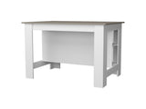 Kitchen Island 35.4" H, with 3 Shelves, White / Taupe B097P250924