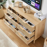 Bedroom dresser, 6 Double Dresser with rattan drawers, wood chest of drawers for kids living W1162P190401