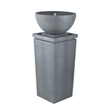 ZNTS 44.5" Polyresin Gray Zen Bowl Water Fountain, Outdoor Bird Feeder /Bath Fountains, Relaxing Water W2078125236