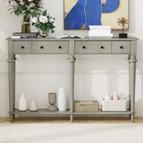 TREXM Entryway Table with 4 Drawers, Retro Console Table with Open Shelf for Entryways, Living N715P202860E