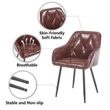 Dining Set of 2, Upholstered Kitchen with Comfortable Seat, Faux Leather Vintage W3112P262571