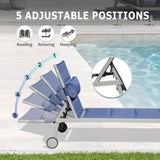 ZNTS Outdoor Patio Chaise Lounge Set of 3, Aluminum Pool Lounge Chairs with Side Table and Wheels, W1859P172278