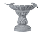 16.54" Garden Bird Bath Statue, Magnesium Oxide Grey Pedestal Birdbath, Outdoor Bird Feeder Bowl W6572P574583