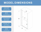 32-36"W X 72"H left and right opening universal pivot shower door, open outside, with 1/4" and 5/16" W2122P446434