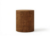 Wooden Round Side Table with Storage & 4 Wheels, No-Assembly Fluted End Table 33643242
