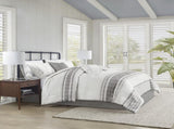 6 Piece Cotton Jacquard Oversized Comforter Set White/Grey Full B035128777