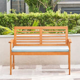 ZNTS Waimea Honey Slatted Eucalyptus Wood Garden Bench with Cushion V1953