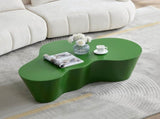 50 Inch Unique Shape Coffee Table Sturdy Fiberglass Tea Table for Living Room No Need Assembly GREEN W876P452391