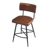 26''Retro Swivel Counter Stools Set of 2,Brown Counter Stools with iron Frame,PU Sponge N780P199991B