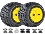 Set of 2 16x6.50-8 Lawn Mower Tires and Wheel Assembly, 4-Ply Tubeless Turf Tread Replacement, 3
