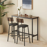 Bar Table Set with 2 Bar stools PU Soft seat with backrest, Rustic Brown, 43.31'' L x 15.75'' W x W1162P144762