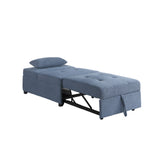 Contemporary Blue Gray Sleeper Sofa Chair Pillow Plush Tufted Seat 1pc Convertible Sofa Chair Sherpa B011P163903