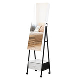 Full wooden floor style, with 1 large drawer, 4 wheels, white light beads, jewelry storage 17793812