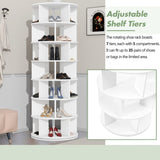 ON-TREND 23.6'' Rotating Shoe Rack Tower, 7-Tier Spinning Shoe Shelf with 5 Grids Per Layer, N721P180790K