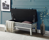 ZNTS ACME Noralie BENCH W/STORAGE Mirrored & Faux Diamonds AC00535