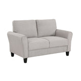 ZNTS Modern Transitional Sand Hued Textured Fabric Upholstered 1pc Loveseat Attached Cushion Living Room B01156549