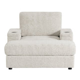 42" Oversized Chaise Lounge Indoor,Faux Rabbit Fur Sofa Bed with Storage Ottoman and N723P232726A
