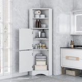 Tall Bathroom Corner Cabinet, Freestanding Storage Cabinet with Doors and Adjustable Shelves, MDF WF293800AAK