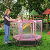 ZNTS 55'' Toddlers Trampoline with Safety Enclosure Net and Balls, Indoor Outdoor Mini Trampoline for 33415175