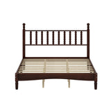 ZNTS Queen Size Wood Platform Bed with Gourd Shaped Headboard,Retro Style Platform Bed with Wooden Slat N733P206242D