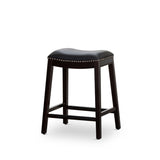 24" Counter Stool, Espresso Finish, Black Leather Seat B04660611