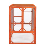 ZNTS Wooden Cat House, Outdoor Cat Cage with Water-proof Asphalt Planks and Cat Perches, Orange W2181P151887