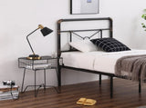 Single-layer Water Pipe Bed with Cross Design and Foot End Twin Black Iron Bed 91079255