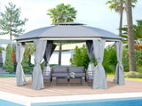 144x144 Inch Round Outdoor Gazebo, Patio Dome Gazebo Canopy Shelter with Double Roof, Netting 20014471