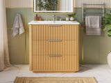 24 inch Modern Luxury Bathroom Vanity with Ceramic Sink, Bathroom Cabinet with Open Shelf and Closed N710P411251P