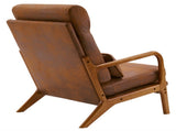 High Back Solid Wood Armrest Backrest Iron Frame Bronzing Cloth Indoor Leisure Chair Orange 41128051