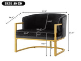 Modern Accent Chair Cozy Armchair Upholstered Reading Chair with Gold Metal Frame Living Room, N763P360688B