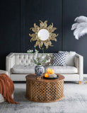 38" Sunburst Metal Decorative Mirror with Gold Finish, Boho Wall Decor Sun Mirror for Living Room W2078124327