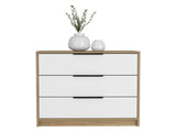 Dresser 27"H, 3 Drawers Dresser, Superior Top, White / Light Oak B097132979