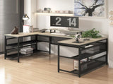 U-shaped Desk with Shelve and LED lights 09121568